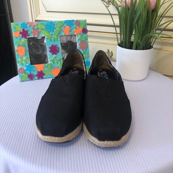 Skechers BOBS Black Espadrille Slip On Wedge Heel in Women's 8M - Picture 16 of 16